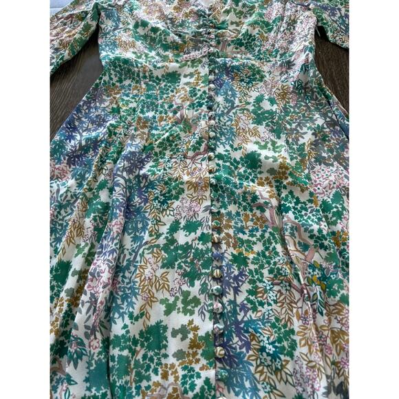 The Fold London Lochaline Japanese Botanical Floral Midi Dress 8 V-Neck Wedding - Picture 6 of 16